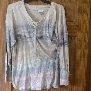 CJ Banks Cream Ribbed Knit Top